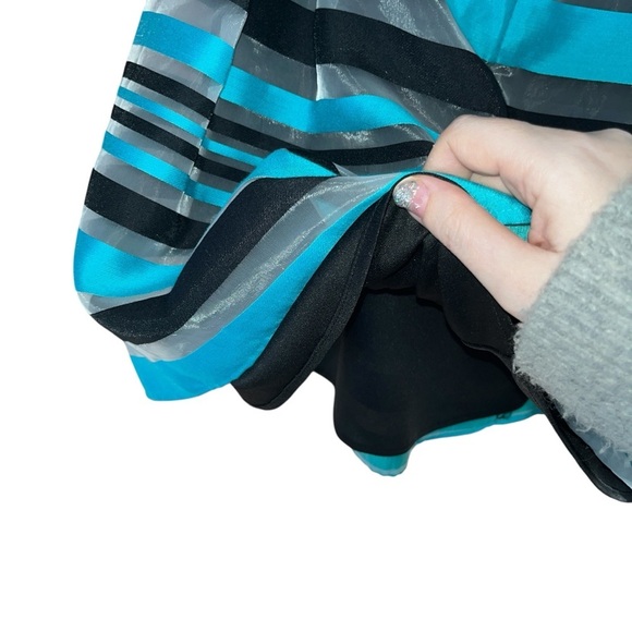 NWT Rare Eva Franco Tiered A-Line Mini Skirt sze 4P Blue Black Sheer Striped - Picture 5 of 12